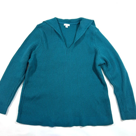 J Jill Ribbed Stitch Collared Sweater Oceanside Heather - Picture 1 of 6